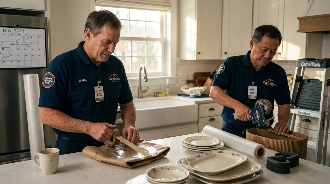 Professional crew packing kitchen dishware in Englewood, CO